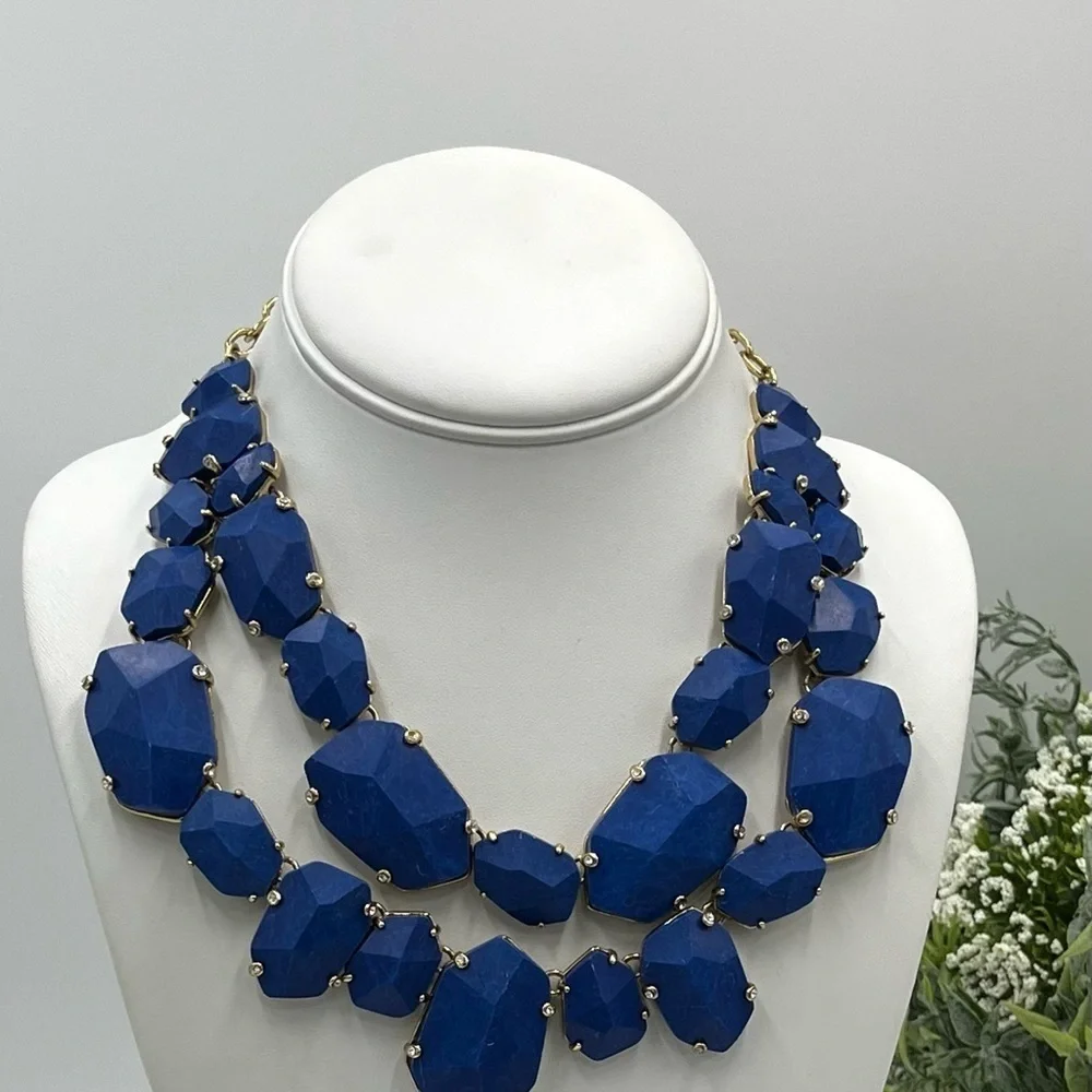 Kate Spade Blue Lapis Lazuli‎ Quarry Gems Double Statement Gold Plated Necklace